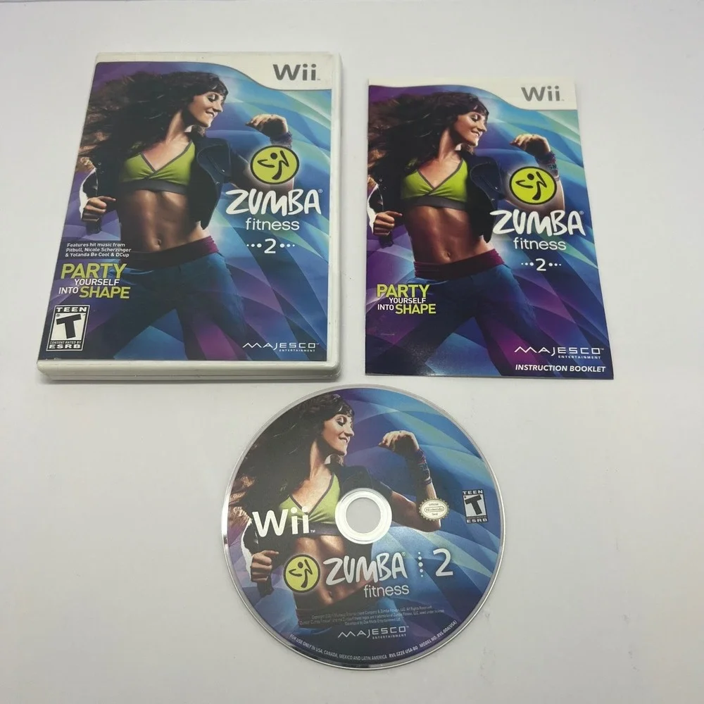 Wii‎ Zumba Fitness 2 Video Game Disc Manual Case Complete 2